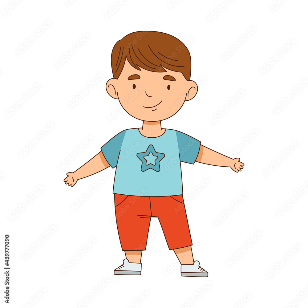 Cheerful Boy Standing with Open Arms for Hug Vector Illustration Cheerful Boy Standing with Open Arms for Hug Vector Illustration