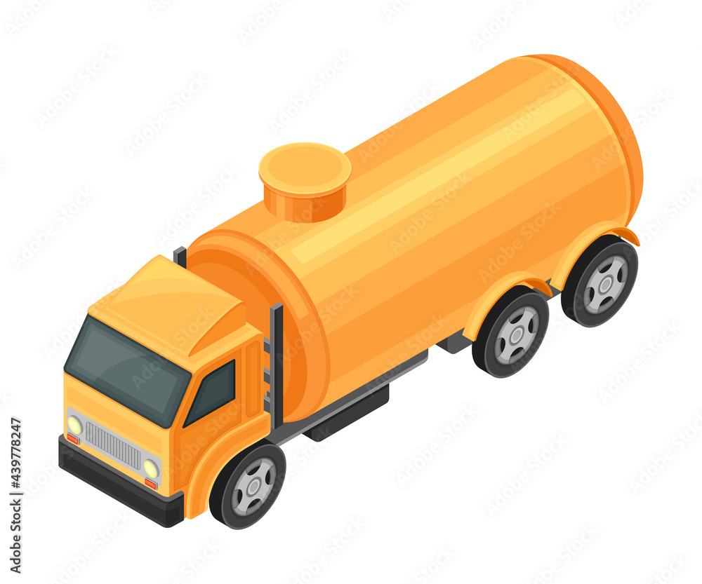 Truck with Tank Containing Oil or Petroleum for Transporting Chemical Liquid Resource Isometric Vector Illustration Truck with Tank Containing Oil or Petroleum for Transporting Chemical Liquid Resource Isometric Vector Illustration