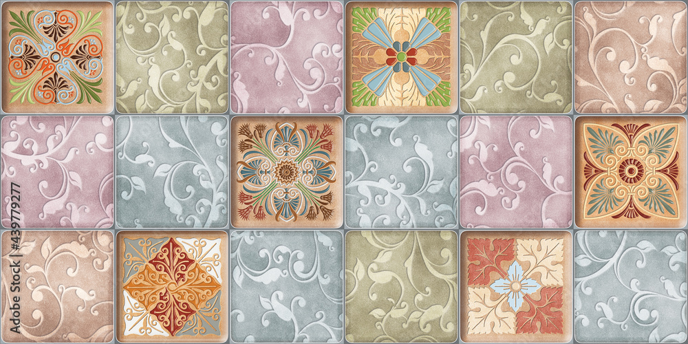 digital wall tile design, wallpaper, background and texture for