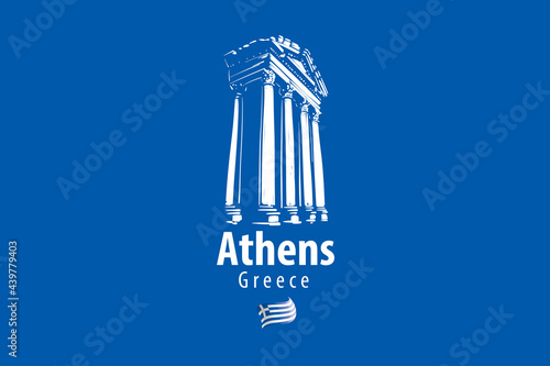 Vector illustration of an ancient Greek building in Athens Greece