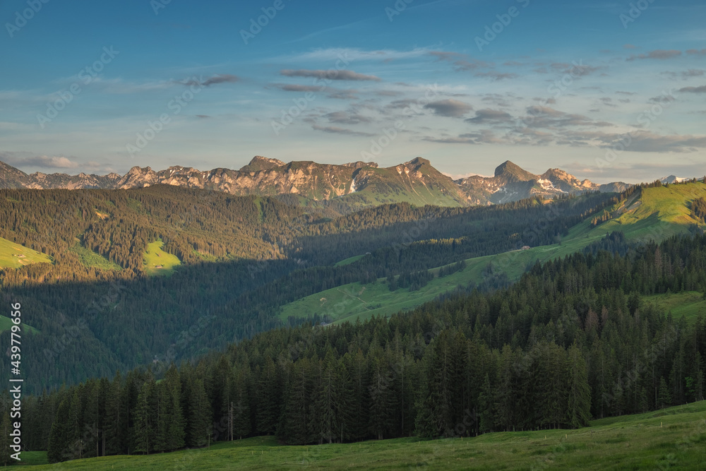 Sunset over the Swiss Alpes, shot from the 
