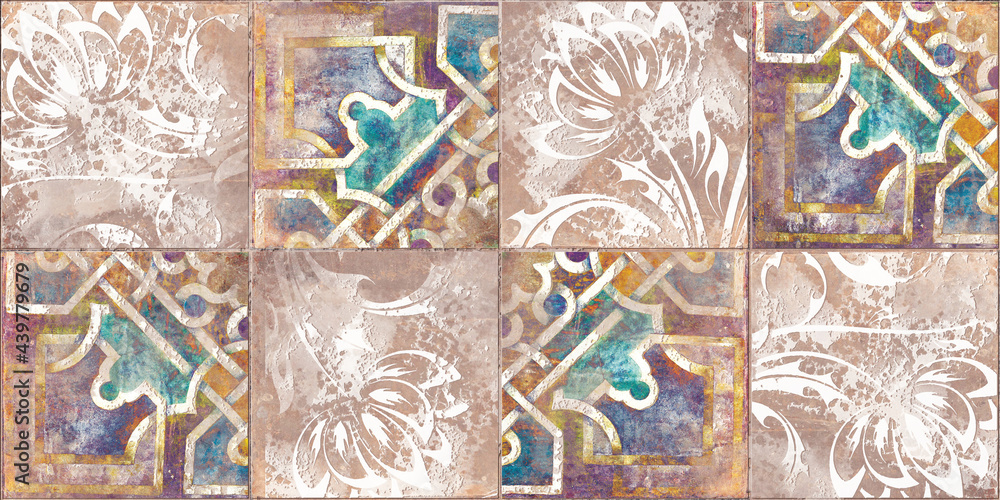 digital wall tile design, wallpaper, background and texture for
