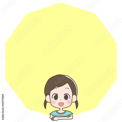 笑顔の女の子とフレームのイラスト