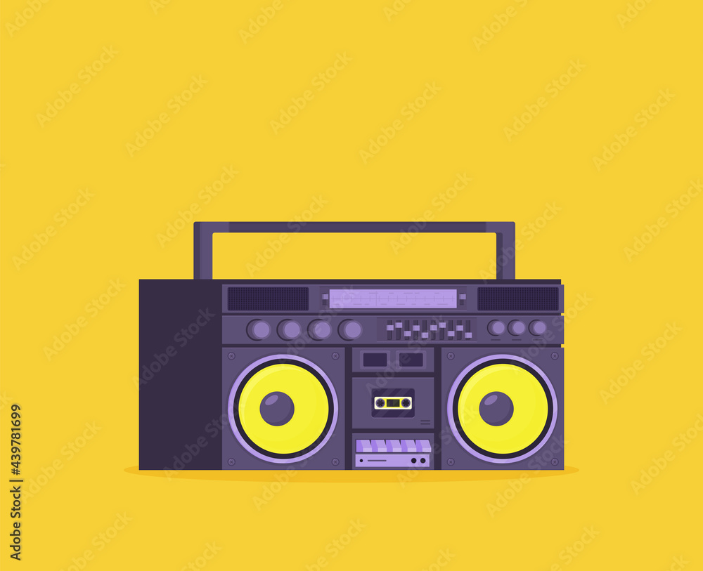 Old style music boombox flat vector music systems Old style music boombox flat vector music systems