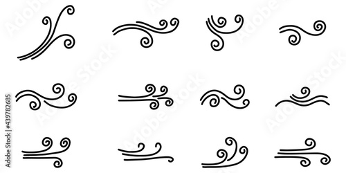 Doodle of wind gust isolated on a white background. hand drawn  vector illustration.