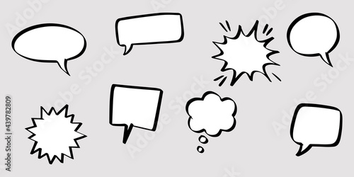 Hand drawn set of speech bubbles isolated . Doodle set element. Vector illustration.