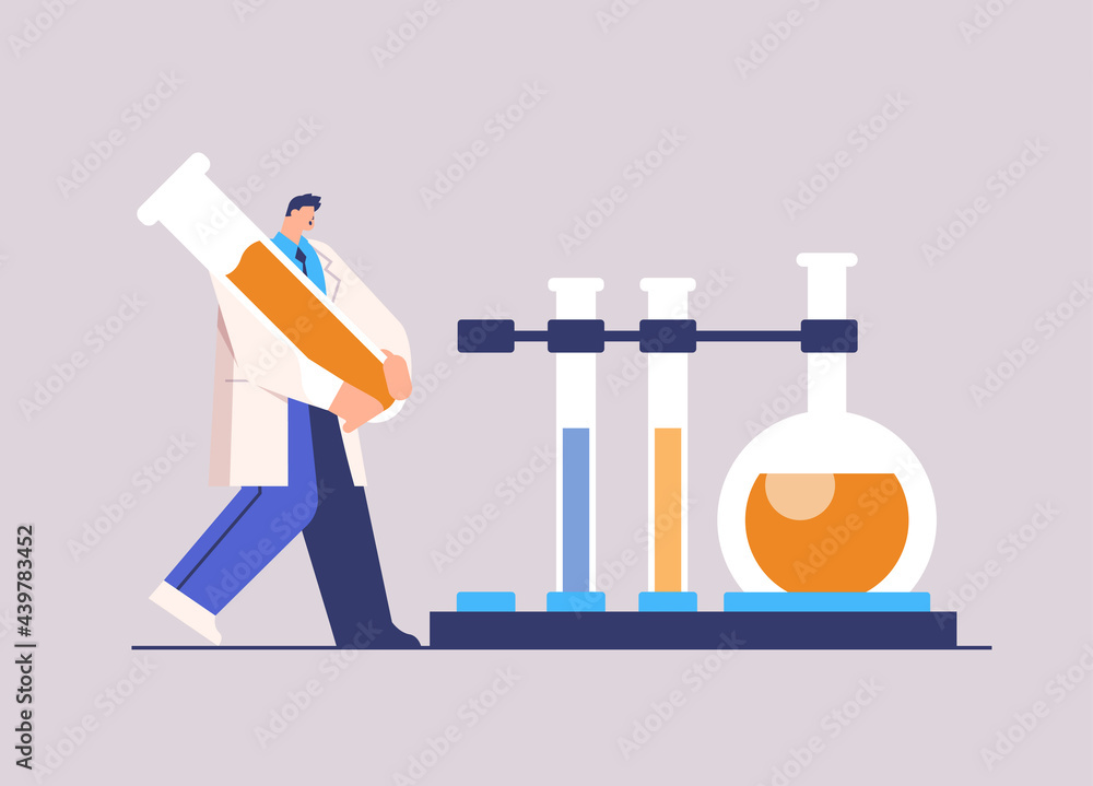 scientist working with test tube man researcher making chemical experiment in laboratory molecular engineering scientist working with test tube man researcher making chemical experiment in laboratory molecular engineering