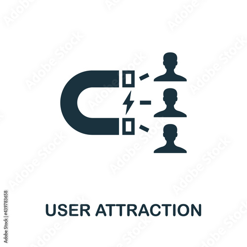 User Attraction icon. Simple creative element. Filled monochrome User Attraction icon for templates, infographics and banners