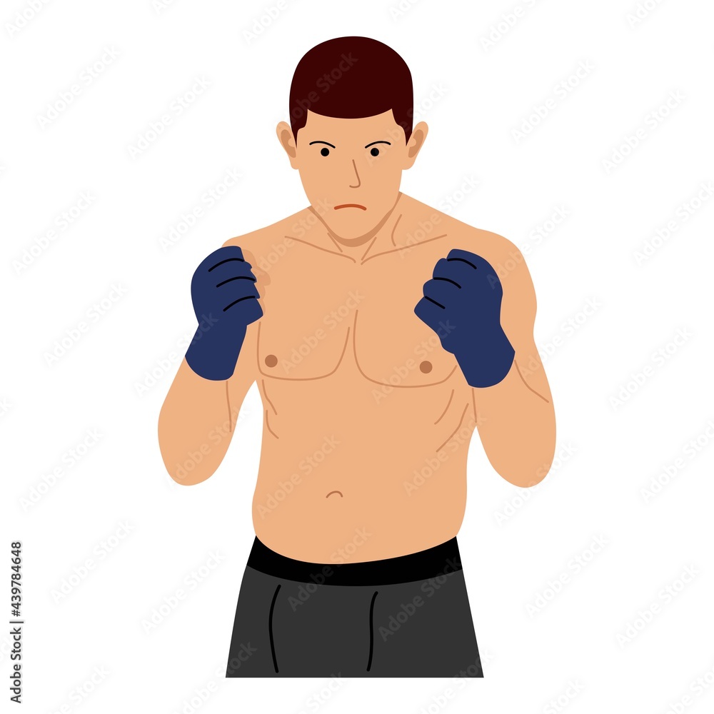 Fototapeta premium Boxer fight. Flat design vector illustration