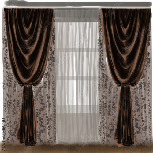 curtains,curtain, curtain, curtain, curtain, drapery,curtain, product, tulle, transparent tulle, tulle with abstract pattern, tulle with geometric pattern, brown curtain, beige curtain, coffee curtain
