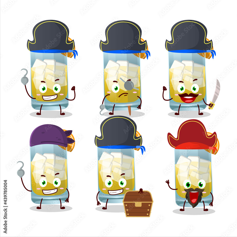 Cartoon character of singani with various pirates emoticons Cartoon character of singani with various pirates emoticons