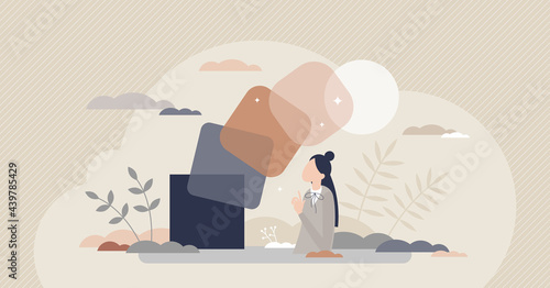 Personal transformation and personality skill development tiny person concept. Mental evolution progress as geometric shapes vector illustration. Psychological therapy transformation and mood changing