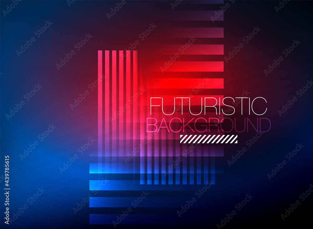 Fototapeta premium Bright neon color techno abstract background, shiny glowing neon lines in the dark background