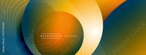 Gradient circles with shadows. Vector techno abstract background. Modern overlapping forms wallpaper background, design template