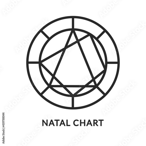 Natal chart flat line icon. Vector illustration astrological circle