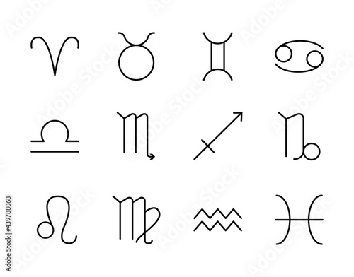 Zodiac signs flat line icon. Vector illustration horoscope symbols. Editable strokes