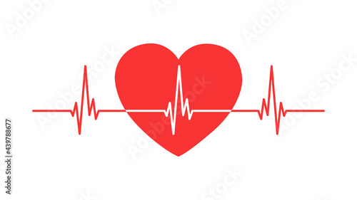 Heartbeat line isolated on white background. Heart rate or cardiogram concept. ECG. Vector illustration
