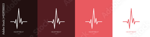 Heartbeat logos set. Heart rate or cardiogram concept. ECG. Vector illustration
