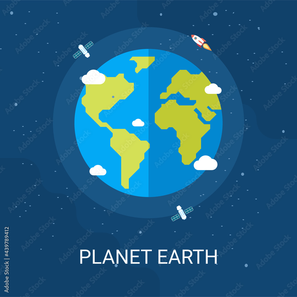 Planet earth vector illustration background in flat style. Suitable for web banners, social media, postcard, presentation and many more. Planet earth vector illustration background in flat style. Suitable for web banners, social media, postcard, presentation and many more.