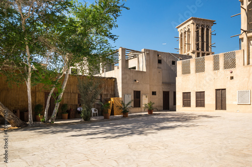 Traditional Arabic street in Bastakiya, Dubai photo