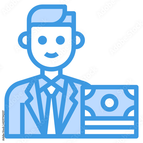 Banker blue outline icon