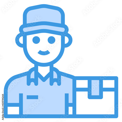 Delivery Man blue outline icon