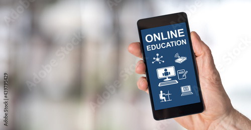 Online education concept on a smartphone