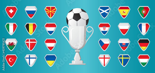 European football 2020, 2021 tournament final concept vector. Flags of teams