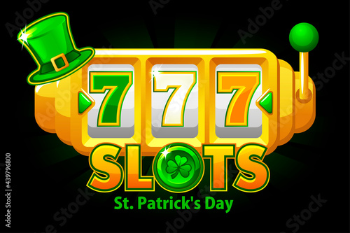 St. Patrick's Day Slot Machine, 777 jackpot symbol for ui game.