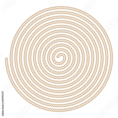 Vector rope rolled up in a spiral. Isolated on white background. 