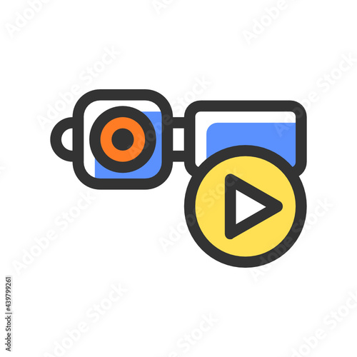 Camcorder filled outline icon.