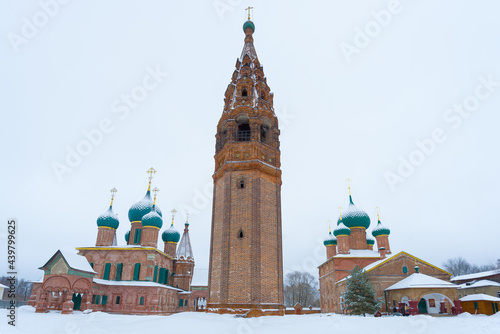 An ancient temple complex in Korovnitskaya Sloboda on a cloudy January day. Yaroslavl, Golden Ring of Russia photo