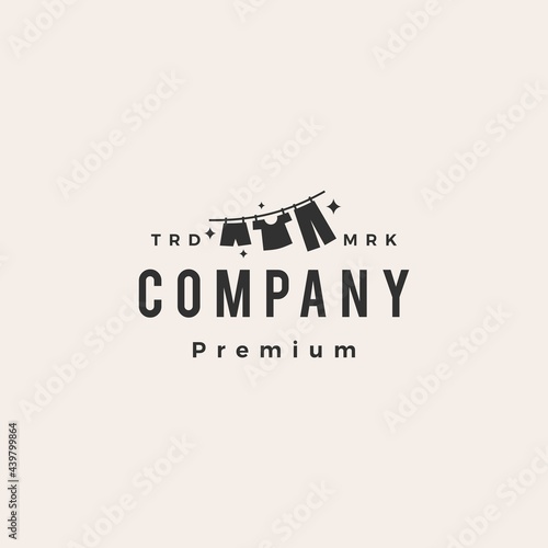laundry drying clothes hipster vintage logo vector icon illustration