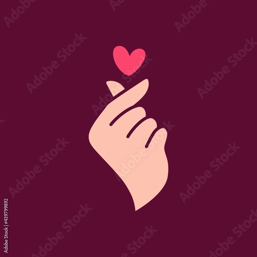 love finger heart korean gesture korea logo vector icon illustration