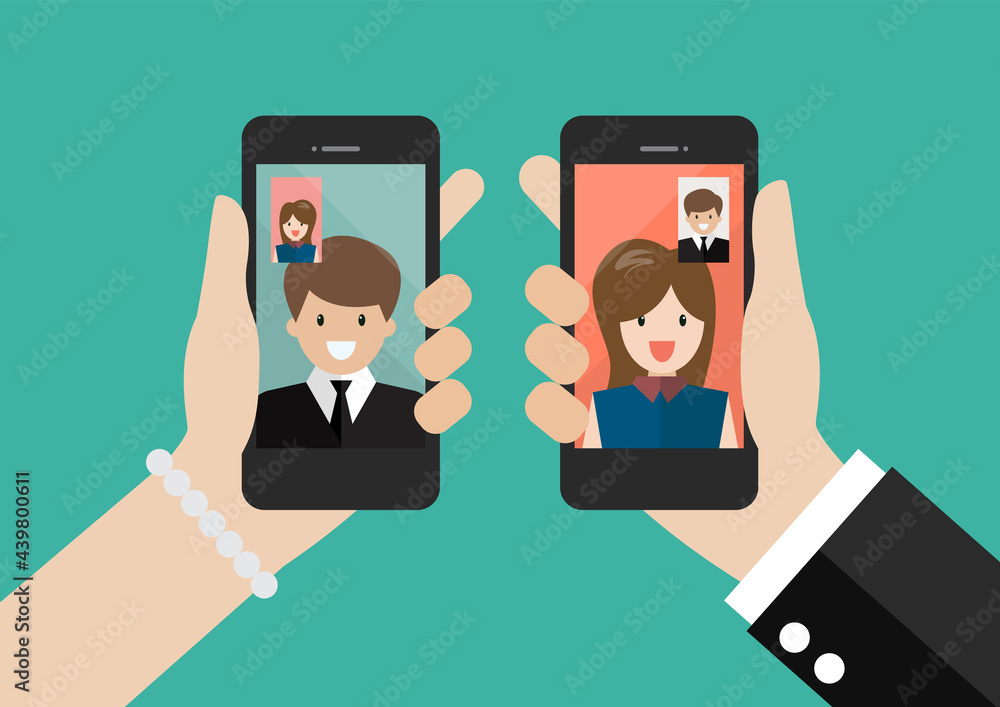 Man and woman make a video call concept Man and woman make a video call concept