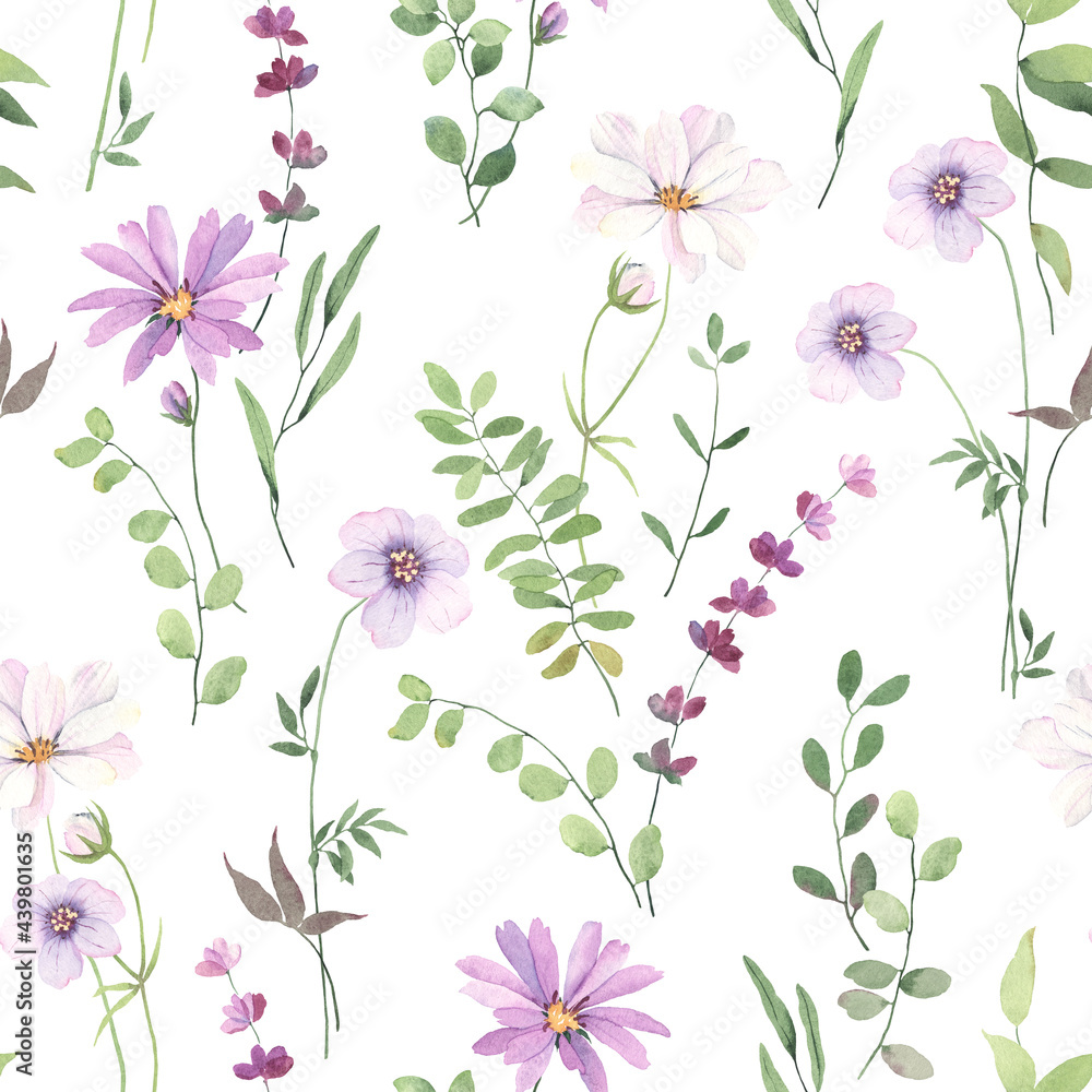 delicate floral vector pattern. delicate mint-colored flowers with lilac  flowers or berries Stock Vector Image & Art - Alamy