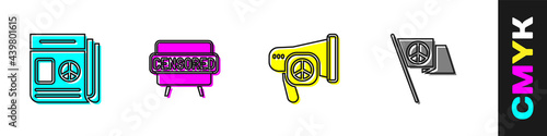 Set News, Censored stamp, Peace and icon. Vector