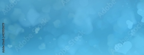 Bokeh hearts effect on a blue background