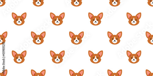 Cartoon character corgi dog face seamless pattern background for design.