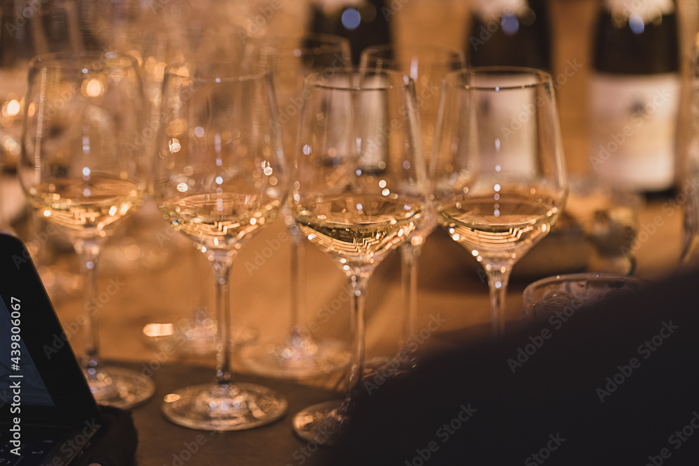 Wine glasses on the table Wine glasses on the table