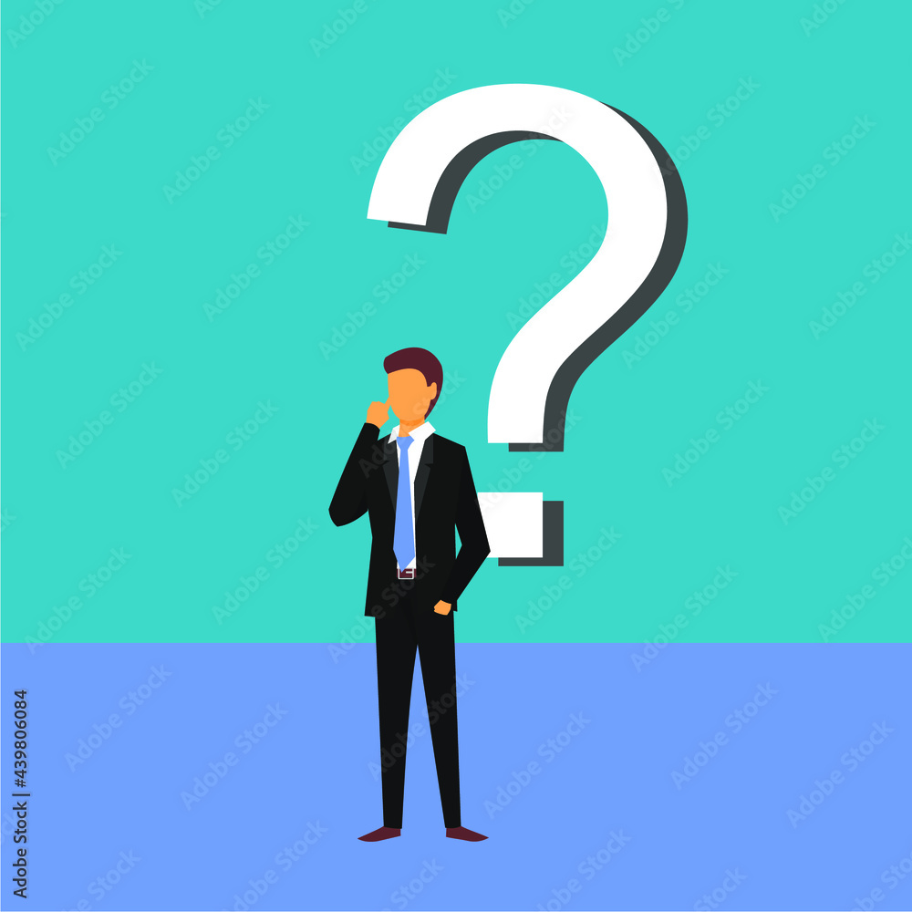 picture of business man and question mark behind it picture of business man and question mark behind it