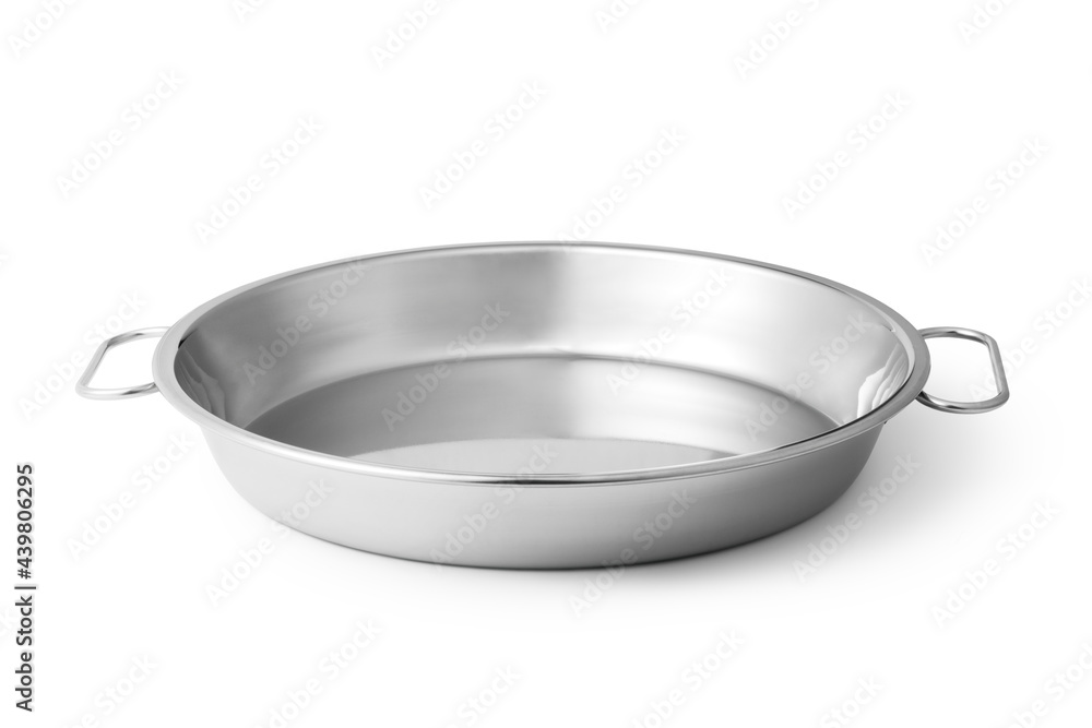 Stainless steel empty plate on white background. Stainless steel empty plate on white background.