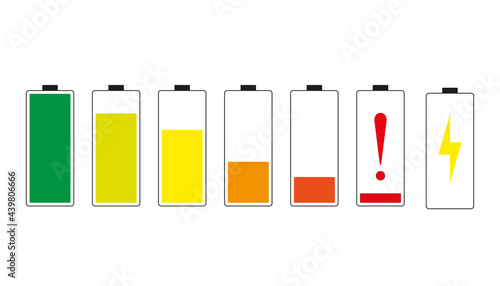 Set of battery capacity icons