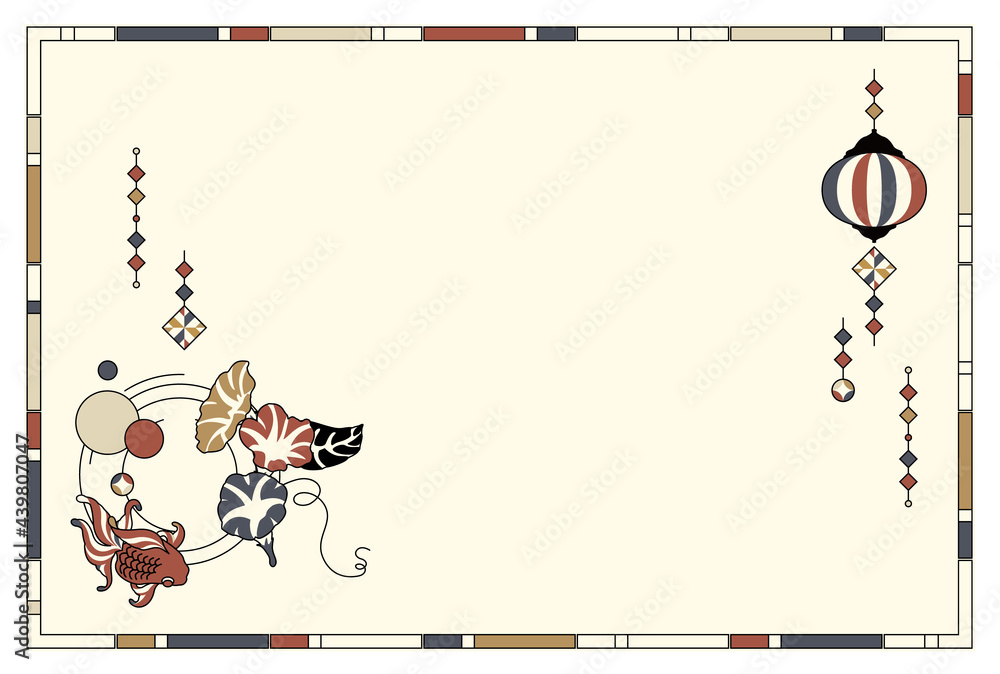 金魚とあさがおと雨のフレームのベクターイラスト素材 Stock Vektorgrafik Adobe Stock