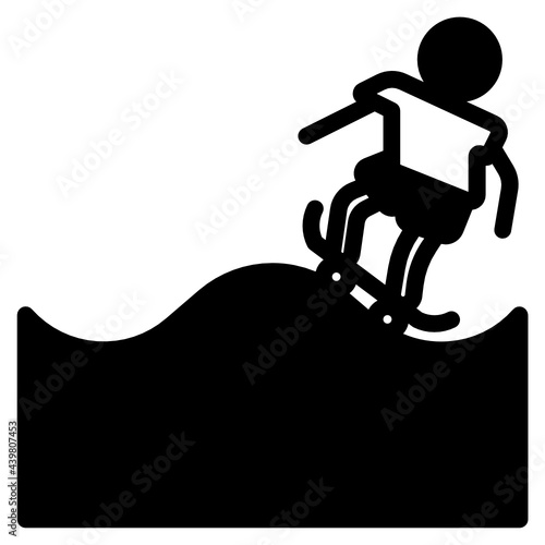 Man is skating on the ramp icon
