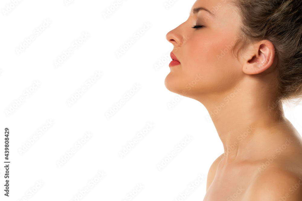 Profile of a beautiful blond woman with closed eyes Profile of a beautiful blond woman with closed eyes