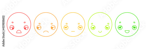 User experience feedback concept with different line mood emoji. Feedback emoji form for web site or app	