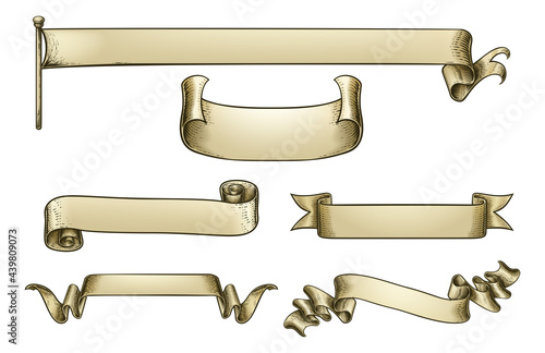 Scroll Paper Banner Parchment Flag Ribbon Woodcut