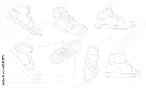 sketch illustration vector sneakers in different positions