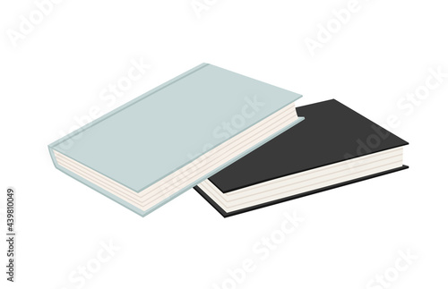 Stacks of two books. The objects for learning, reading, school tools. Suitable for book shops, publishing houses, hobby illustrations. Hand-drawn colorful vector illustration, in flat style. 